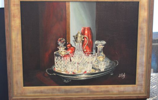 Completed and framed SOLD  - Crystal glass work in acrylics on canvas- 18 x 20 inches