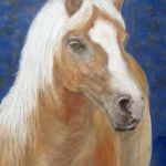 palomino |  Media: Pastel | triple mounted none standard sized 21 1/2 x 25 1/2 dark oak  frame |